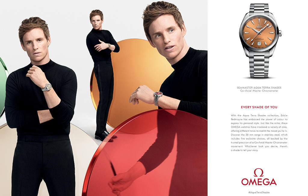 cChic Magazine Suisse - OMEGA - campagne Aqua Terra Shades avec Zoë Kravitz, Zhou Dongyu et Eddie Redmayne